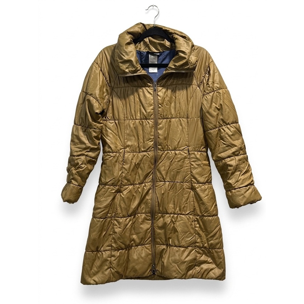 Patagonia Womens Quilted Puffer Parka Jacket Gold Bronze Insulated Full Zip S